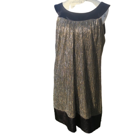 Enfocus Studio Dresses & Skirts - Enfocus Studio Metallic Gold Mini Dress with Black Trim